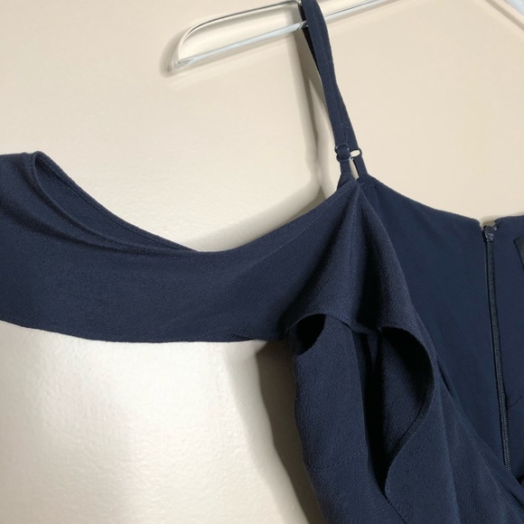 Bardot Blue Enzo Cold Shoulder Faux Wrap Dress - Picture 5 of 5